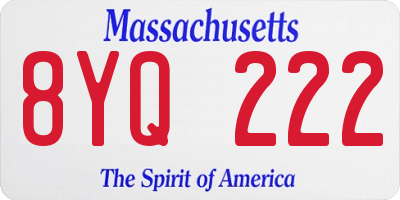 MA license plate 8YQ222