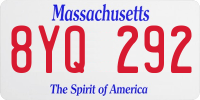 MA license plate 8YQ292
