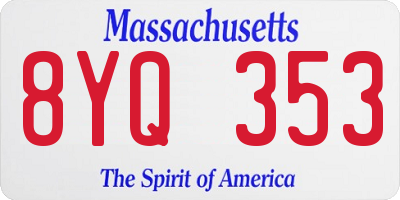 MA license plate 8YQ353