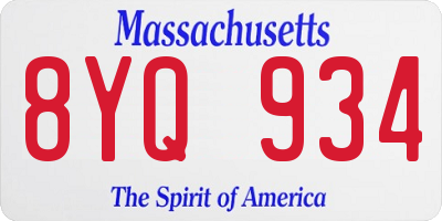 MA license plate 8YQ934
