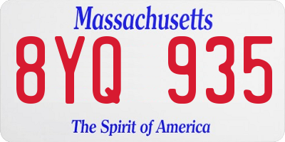 MA license plate 8YQ935