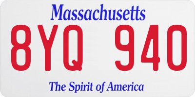 MA license plate 8YQ940