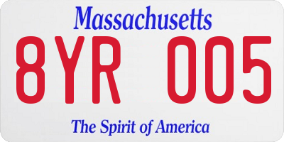 MA license plate 8YR005