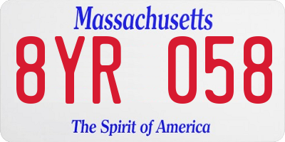 MA license plate 8YR058