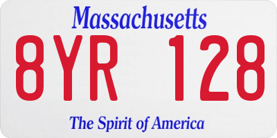 MA license plate 8YR128