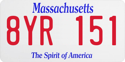 MA license plate 8YR151