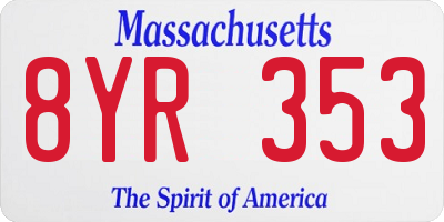 MA license plate 8YR353