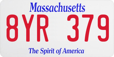 MA license plate 8YR379