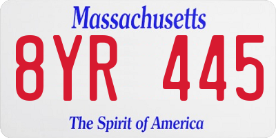 MA license plate 8YR445