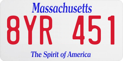 MA license plate 8YR451