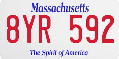 MA license plate 8YR592