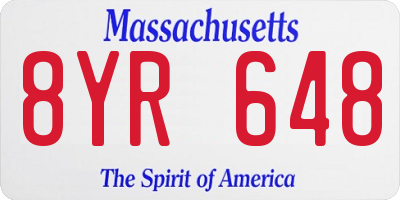 MA license plate 8YR648