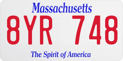 MA license plate 8YR748