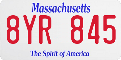 MA license plate 8YR845