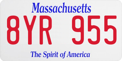 MA license plate 8YR955