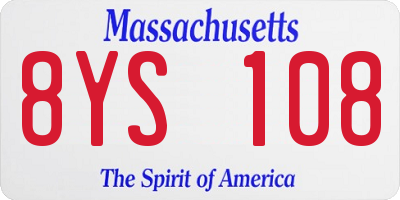 MA license plate 8YS108