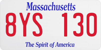 MA license plate 8YS130