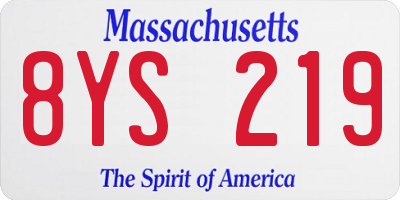 MA license plate 8YS219