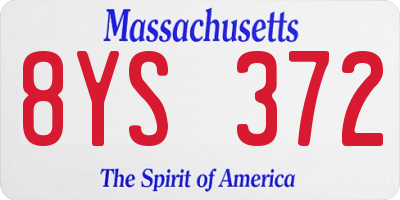 MA license plate 8YS372