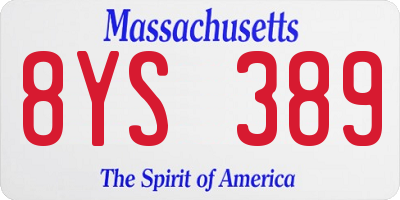 MA license plate 8YS389