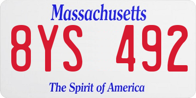 MA license plate 8YS492