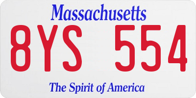MA license plate 8YS554