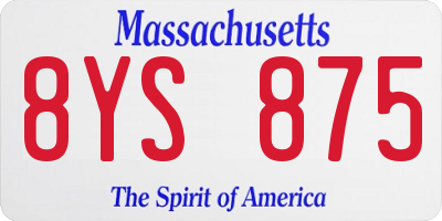 MA license plate 8YS875