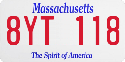 MA license plate 8YT118