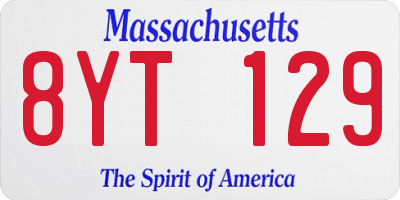 MA license plate 8YT129