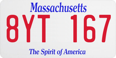 MA license plate 8YT167