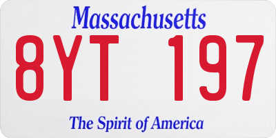 MA license plate 8YT197