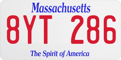 MA license plate 8YT286