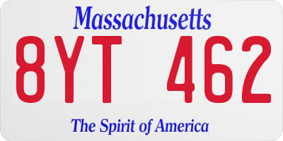 MA license plate 8YT462