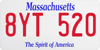 MA license plate 8YT520