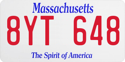 MA license plate 8YT648