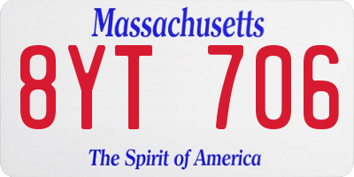 MA license plate 8YT706