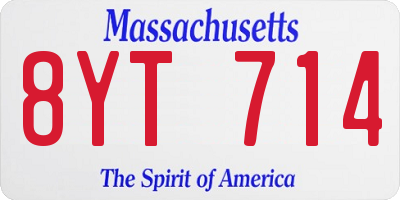MA license plate 8YT714