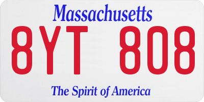 MA license plate 8YT808