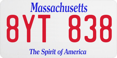 MA license plate 8YT838