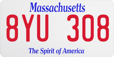MA license plate 8YU308