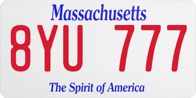 MA license plate 8YU777