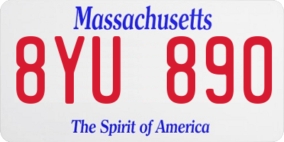 MA license plate 8YU890