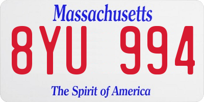 MA license plate 8YU994