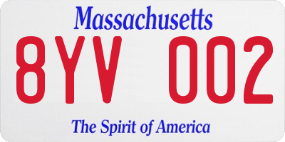 MA license plate 8YV002