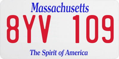 MA license plate 8YV109
