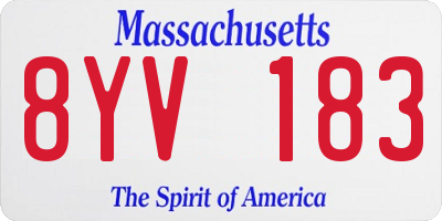 MA license plate 8YV183