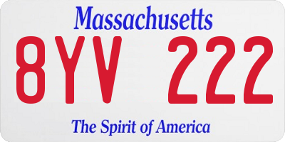 MA license plate 8YV222