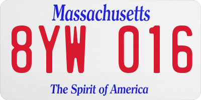 MA license plate 8YW016