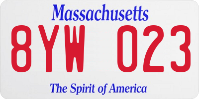 MA license plate 8YW023