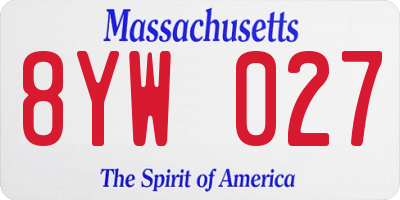 MA license plate 8YW027